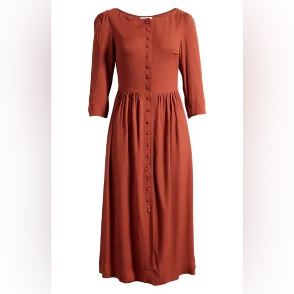 NWT REFORMATION Adair Button-Front Midi Dress Size 12 6365